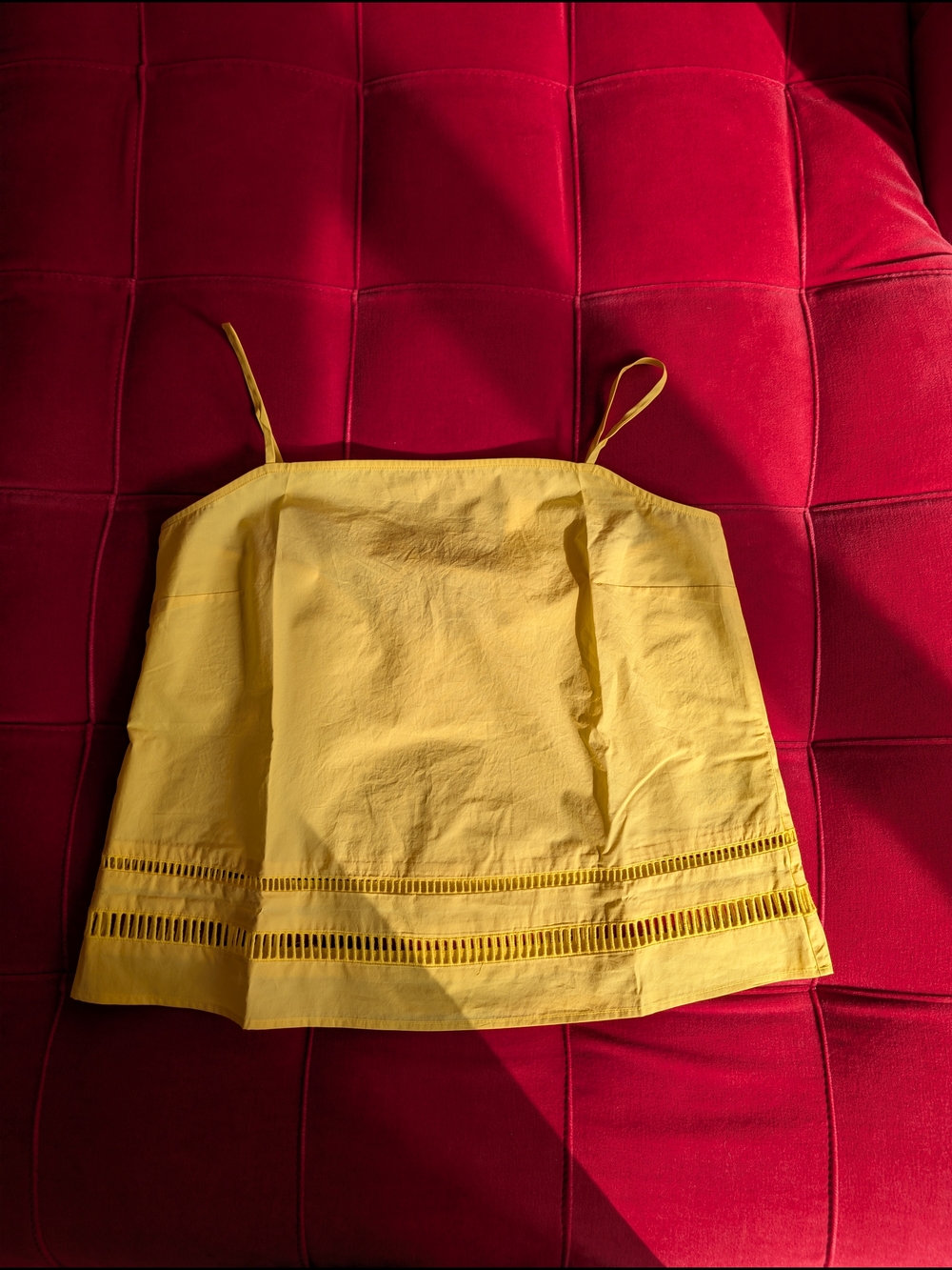 Everlane Yellow Cotton Tank With Lace Trim